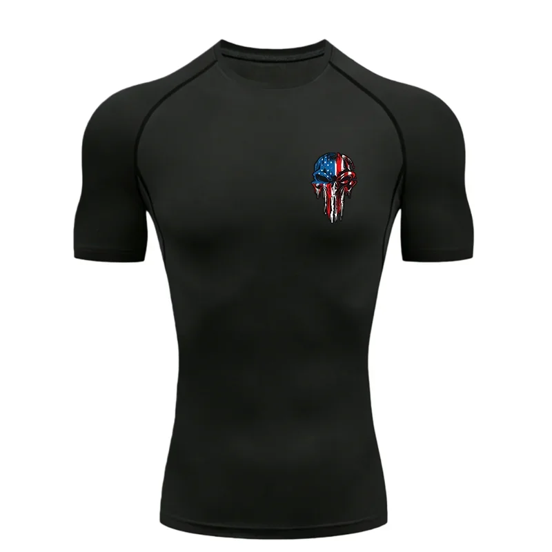 Men's "Patriot Skull" Compression Shirt – Premium 2026 Quick-Dry Tactical Gym Tee