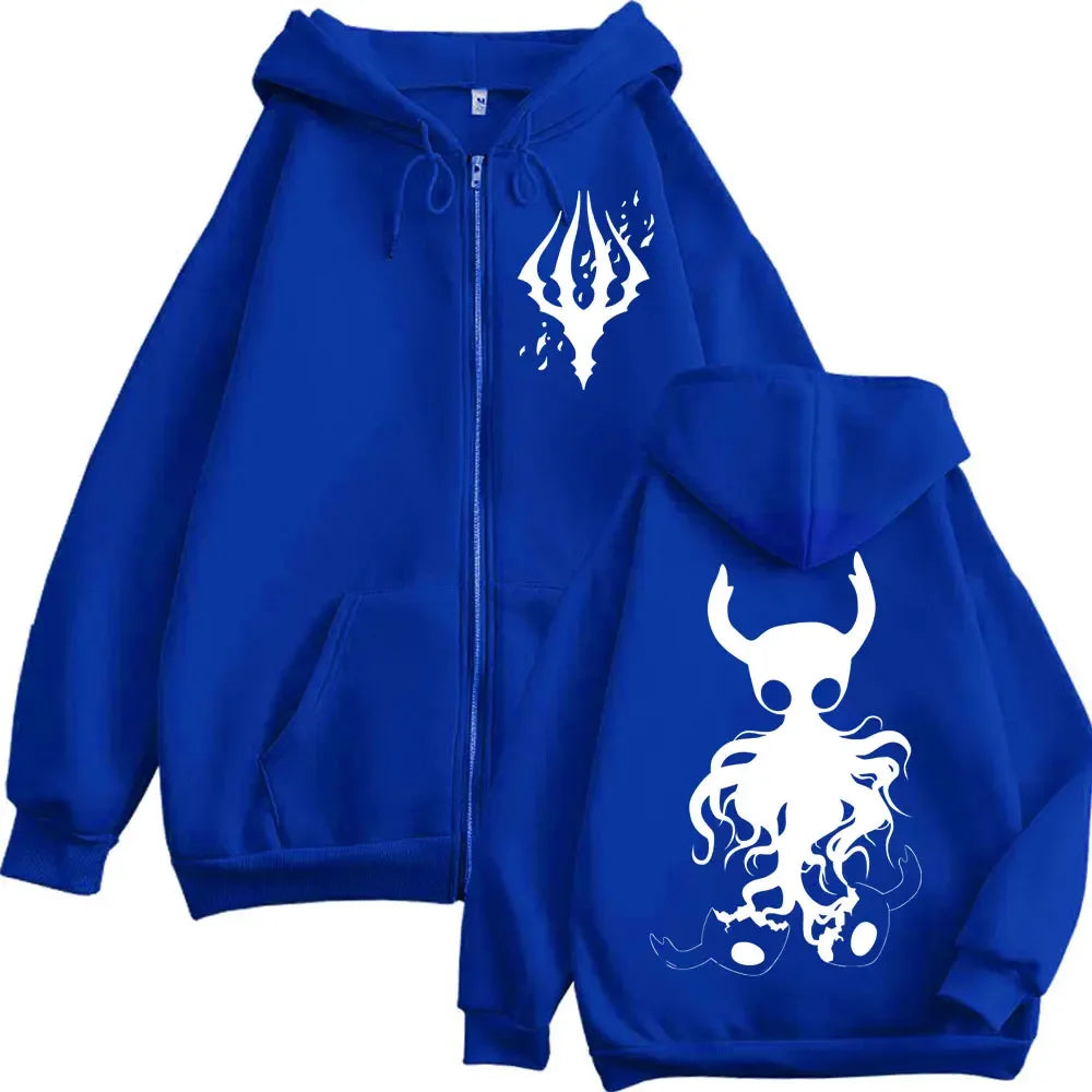 Official Hollow Knight "Knight & Hornet" Zipper Hoodie – Premium Fleece Gothic Sweatshirt