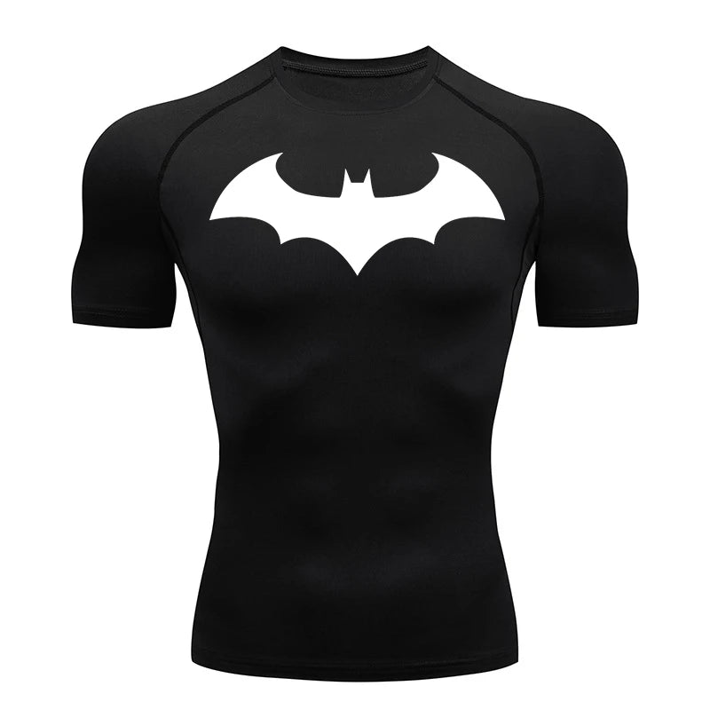 Men's "Bat Warrior" Compression Shirt – Premium Short Sleeve Rash Guard for Gym & BJJ
