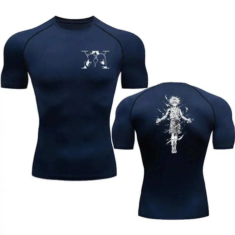 Men's "Elite Motion" Compression Shirt – Quick-Dry Graphic Athletic Tee for Gym & Fitness
