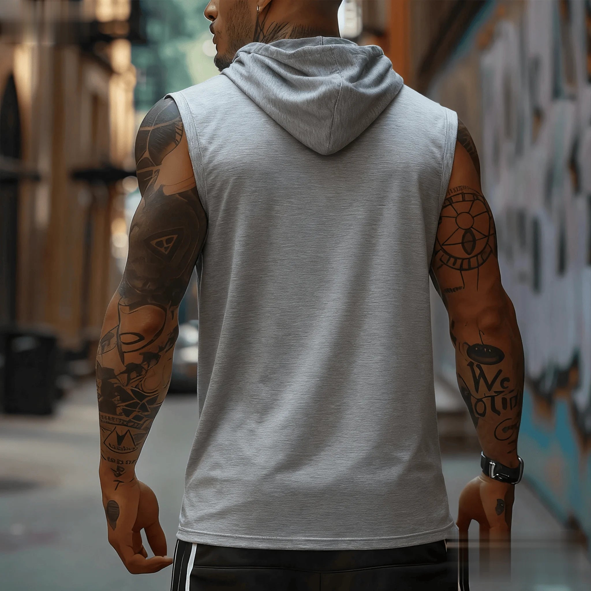 Men's "Demon Slayer: Hashira Strength" Sleeveless Hoodie – Premium Cotton Gym Tank Top