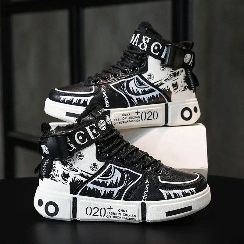 Boys' "Winter Guard" High-Top Sneakers – Waterproof Leather School & Sports Shoes