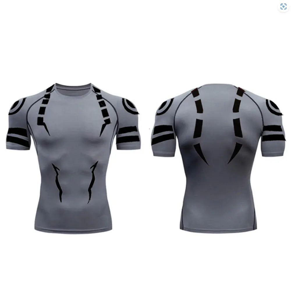 Men's "Jujutsu Kaisen" 3D Compression Set – Premium Gym Shirt & Training Shorts