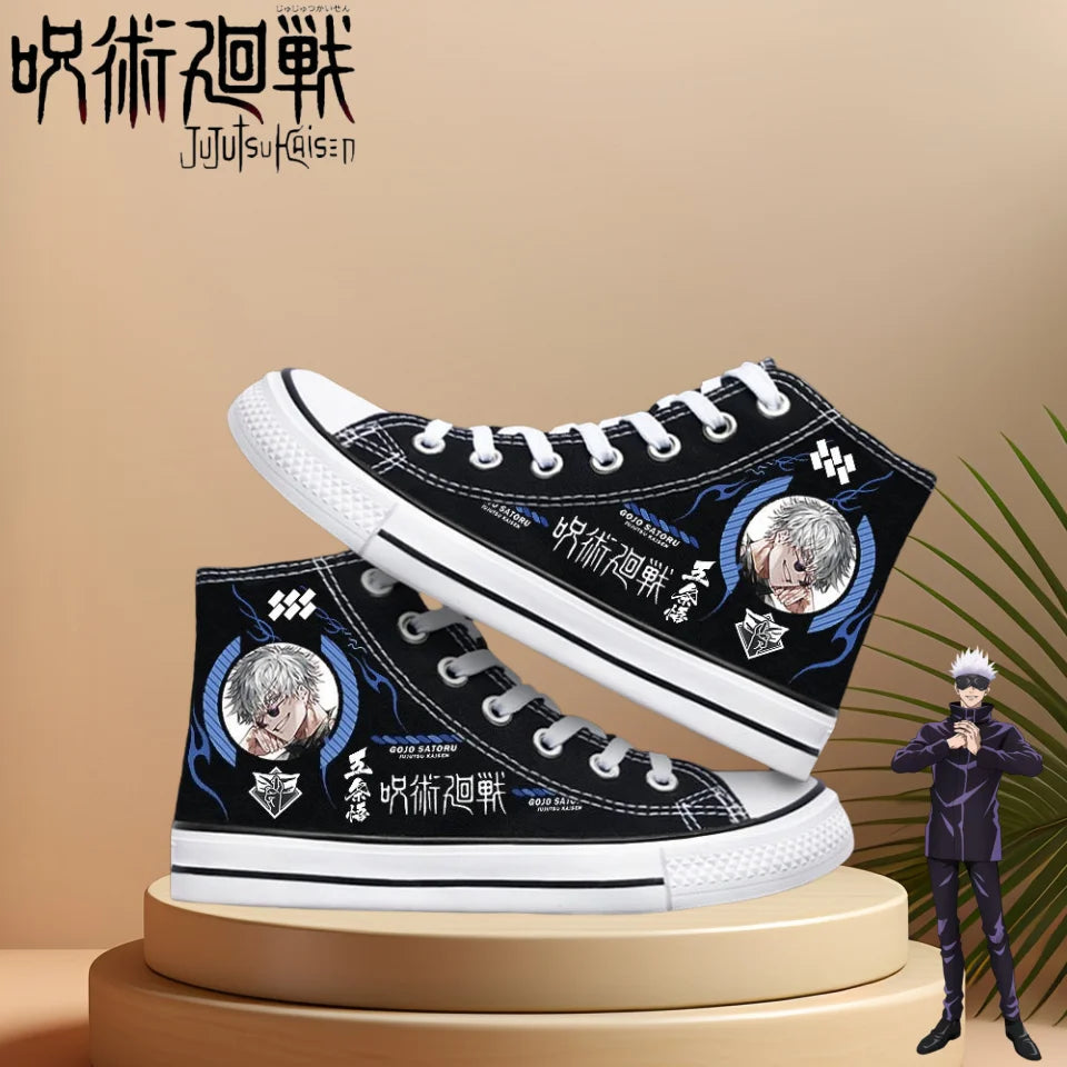 Official Bandai "Jujutsu Kaisen" High-Top Canvas Shoes – Gojo & Megumi Edition