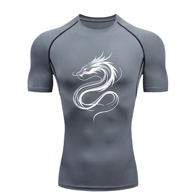 Men's "Dragon Soul" Compression Shirt – Premium Short Sleeve Rash Guard for Gym & MMA