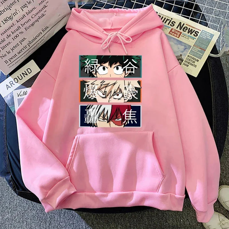 Official My Hero Academia "Big Three" Hoodie – Premium Fleece Anime Sweatshirt (Deku, Bakugou, Todoroki)