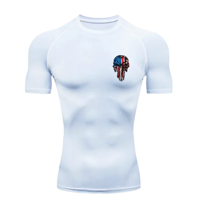 Men's "Patriot Skull" Compression Shirt – Premium 2026 Quick-Dry Tactical Gym Tee