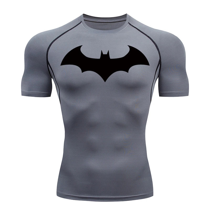 Men's "Bat Warrior" Compression Shirt – Premium Short Sleeve Rash Guard for Gym & BJJ