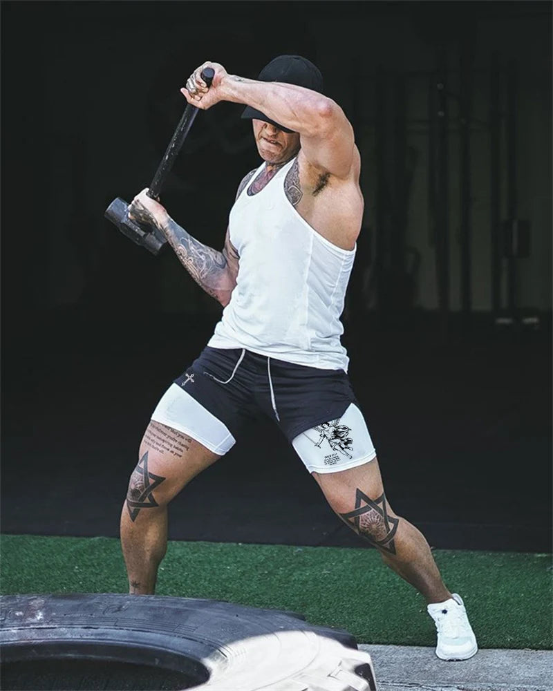 "Street Ninjas" Angel Cross 2-in-1 Performance Shorts – Quick-Dry Athletic Shorts with Phone Pocket