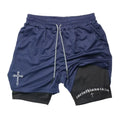 Men's "Faith Warrior" 2-in-1 Athletic Shorts – Christian Gym Shorts with Phone Pocket & Towel Loop