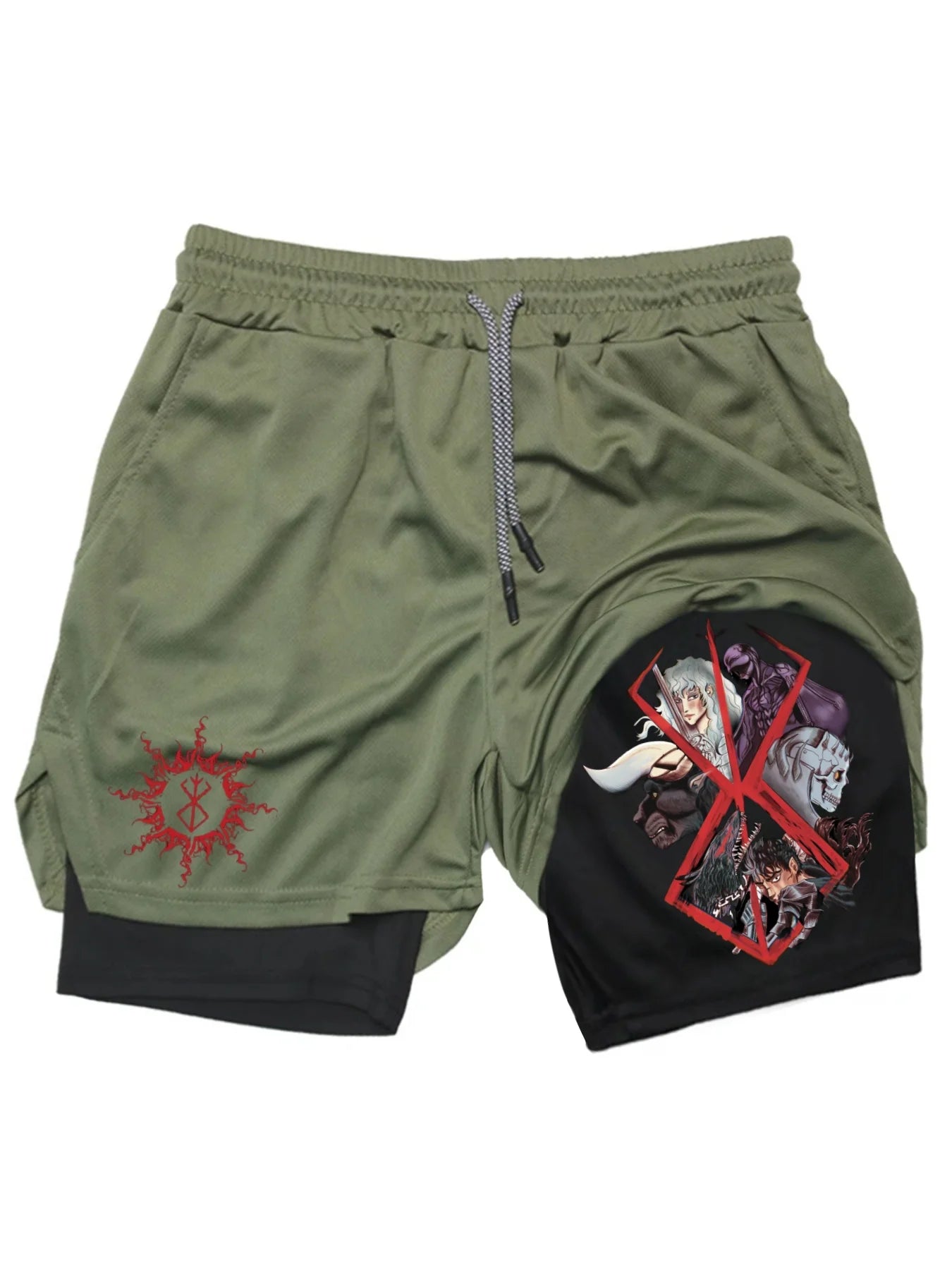 Official Berserk "Guts" 2-in-1 Performance Shorts – Premium Compression Gym Shorts