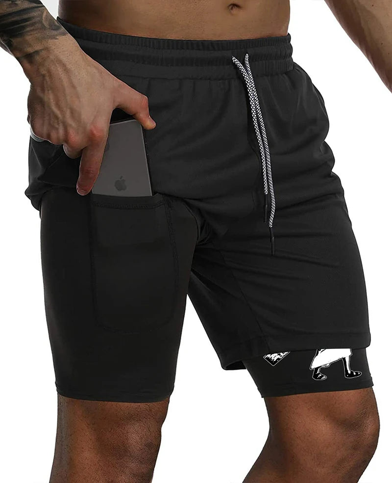 "Street Ninjas" Angel Cross 2-in-1 Performance Shorts – Quick-Dry Athletic Shorts with Phone Pocket