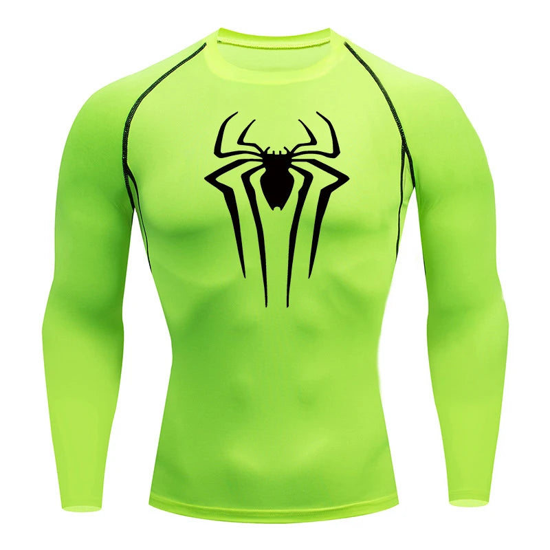 Men's "Spider Web" Compression Shirt – Premium Long Sleeve Rash Guard for Gym & BJJ