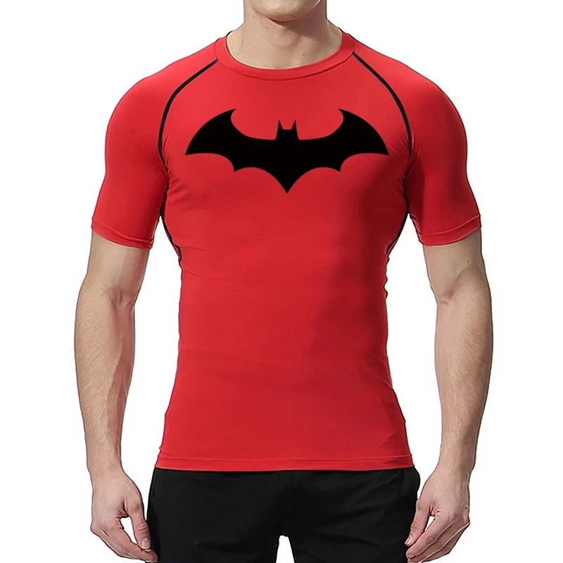 Men's "Bat Warrior" Compression Shirt – Premium Short Sleeve Rash Guard for Gym & BJJ