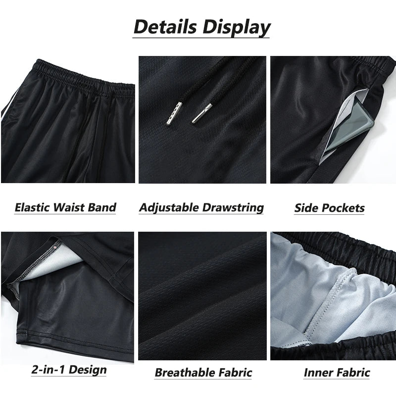 "HooThreads" Anime Performance 2-in-1 Shorts – Premium Bilayer Athletic Shorts for Men