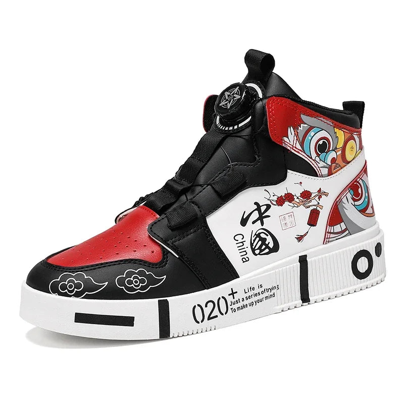 DF.Echo High-Top Skate Shoes – Genuine Leather Unisex Sneakers for Teens & Adults | Designer Street Style