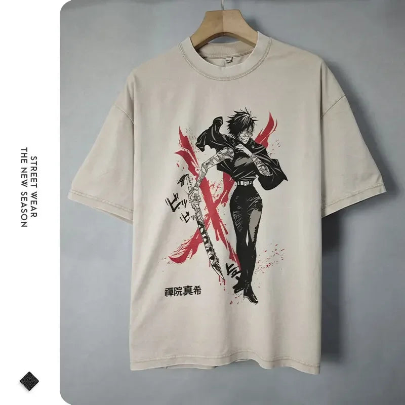 Official Bandai Jujutsu Kaisen "Itadori Yuuji" Vintage Washed T-Shirt – Premium Anime Streetwear