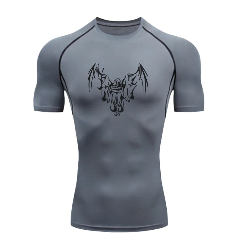 Men's "Fallen Angel" 2026 Compression Shirt – Premium Athletic Rash Guard for Training & Fitness