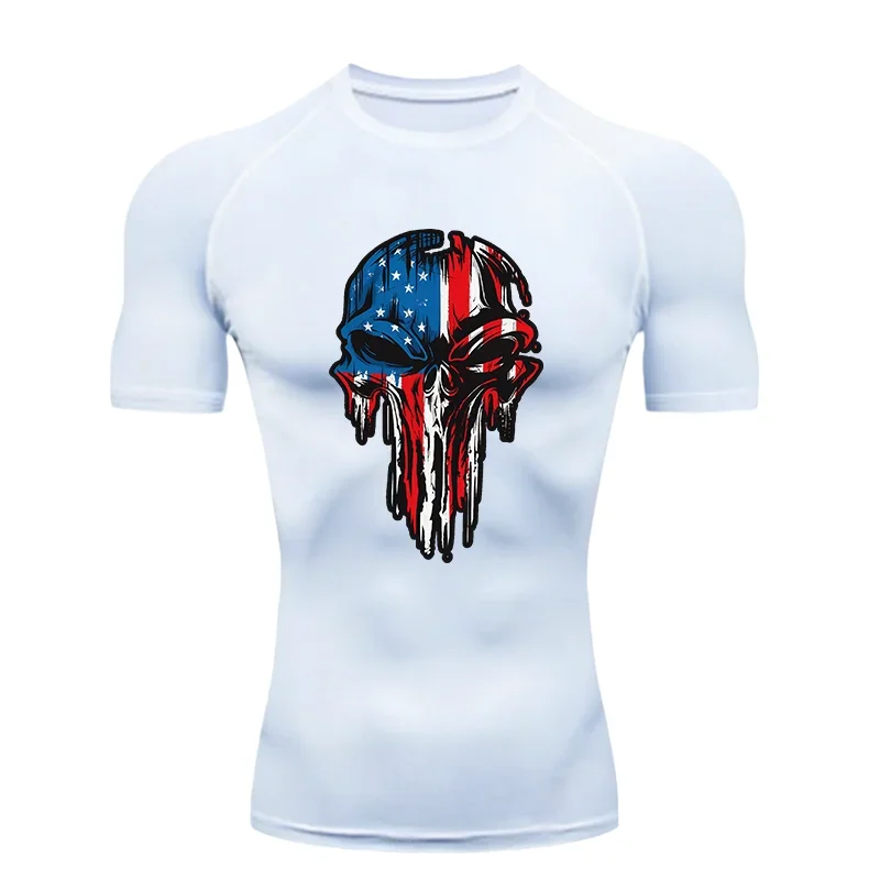 Men's "Patriot Skull" Compression Shirt – Premium 2026 Quick-Dry Tactical Gym Tee