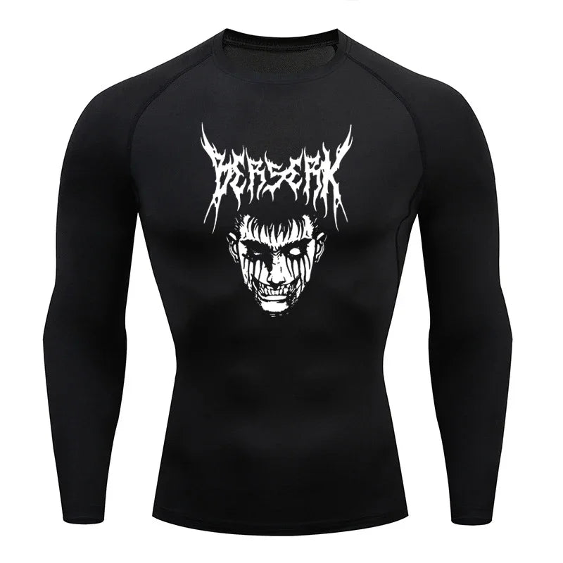 AoFuson Wolf" Berserk "Guts" Compression Shirt – Premium Anime Gym Rash Guard