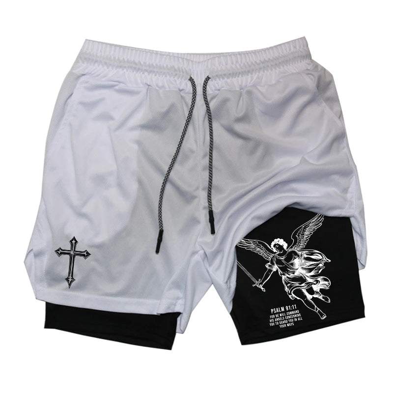 "Street Ninjas" Angel Cross 2-in-1 Performance Shorts – Quick-Dry Athletic Shorts with Phone Pocket