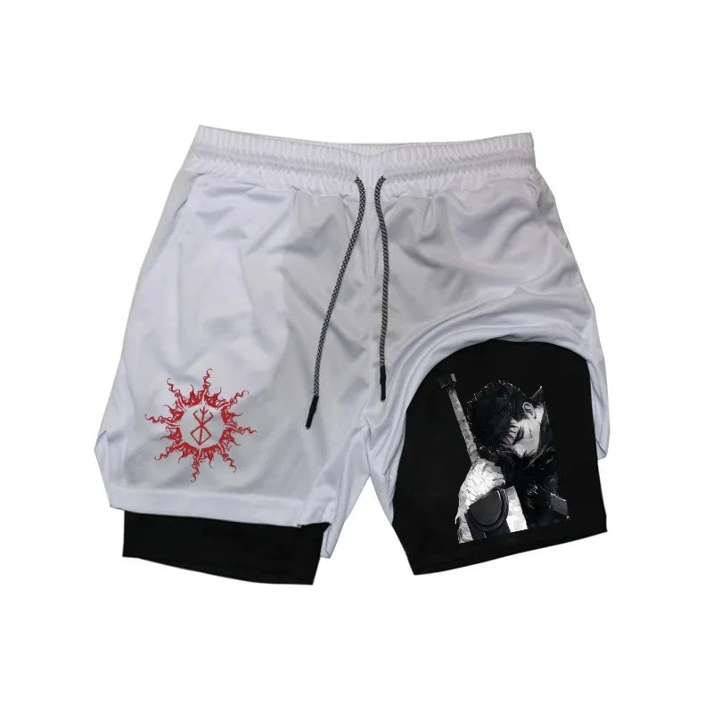 Official Berserk "Guts" 2-in-1 Performance Shorts – Premium Compression Gym Shorts