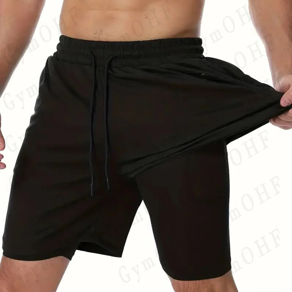 Men's "Heroic Spirit" Anime 2-in-1 Fitness Set – Compression Tee & Double-Deck Shorts