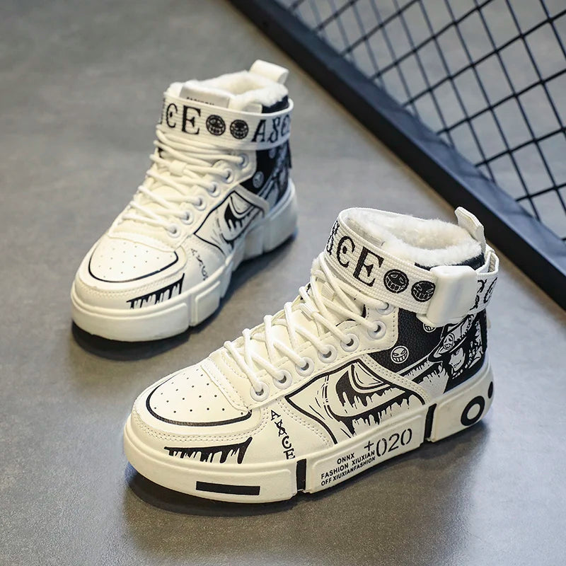 DAILOU "Urban Edge" High-Top Sneakers – Premium Microfiber Unisex Streetwear Shoes