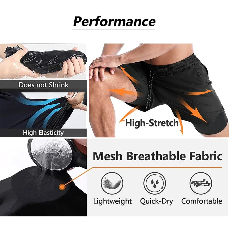 "HooThreads" Anime Performance 2-in-1 Shorts – Premium Bilayer Athletic Shorts for Men