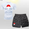 Men's "Heroic Spirit" Anime 2-in-1 Fitness Set – Compression Tee & Double-Deck Shorts