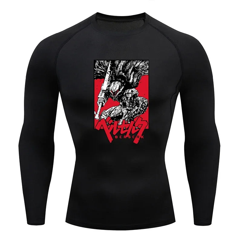 AoFuson Wolf" Berserk "Guts" Compression Shirt – Premium Anime Gym Rash Guard