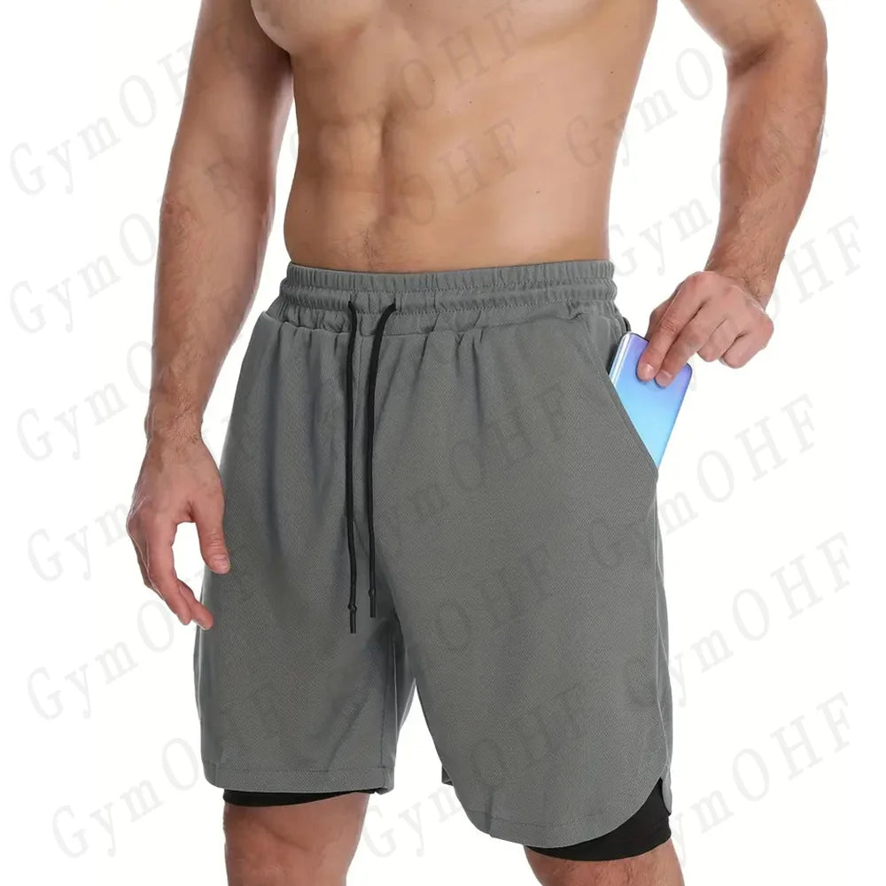 Men's "Heroic Spirit" Anime 2-in-1 Fitness Set – Compression Tee & Double-Deck Shorts