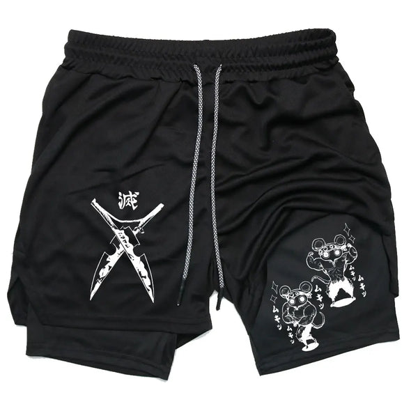 Official Demon Slayer "Slayer Corps" Compression Shorts – Premium Quick-Dry Gym & Beach Shorts