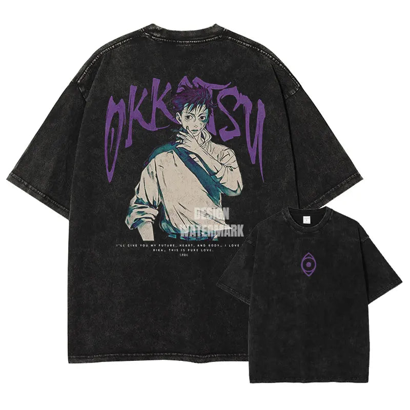 Official Bandai Jujutsu Kaisen "Itadori Yuuji" Vintage Washed T-Shirt – Premium Anime Streetwear