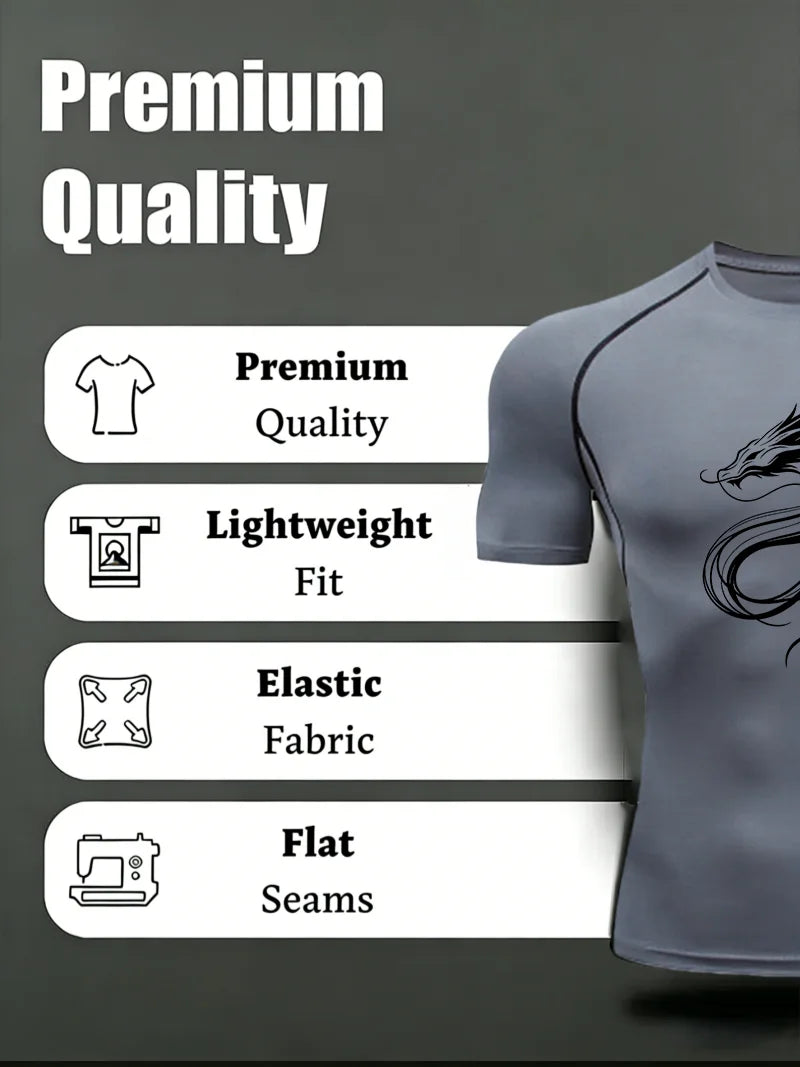 Men's "Dragon Soul" Compression Shirt – Premium Short Sleeve Rash Guard for Gym & MMA