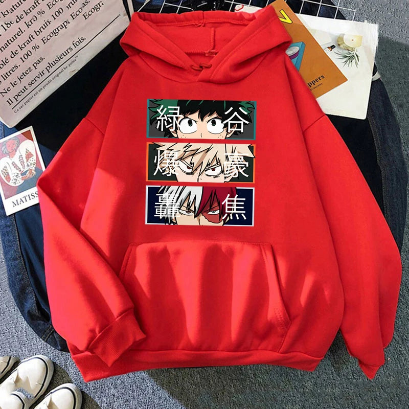 Official My Hero Academia "Big Three" Hoodie – Premium Fleece Anime Sweatshirt (Deku, Bakugou, Todoroki)