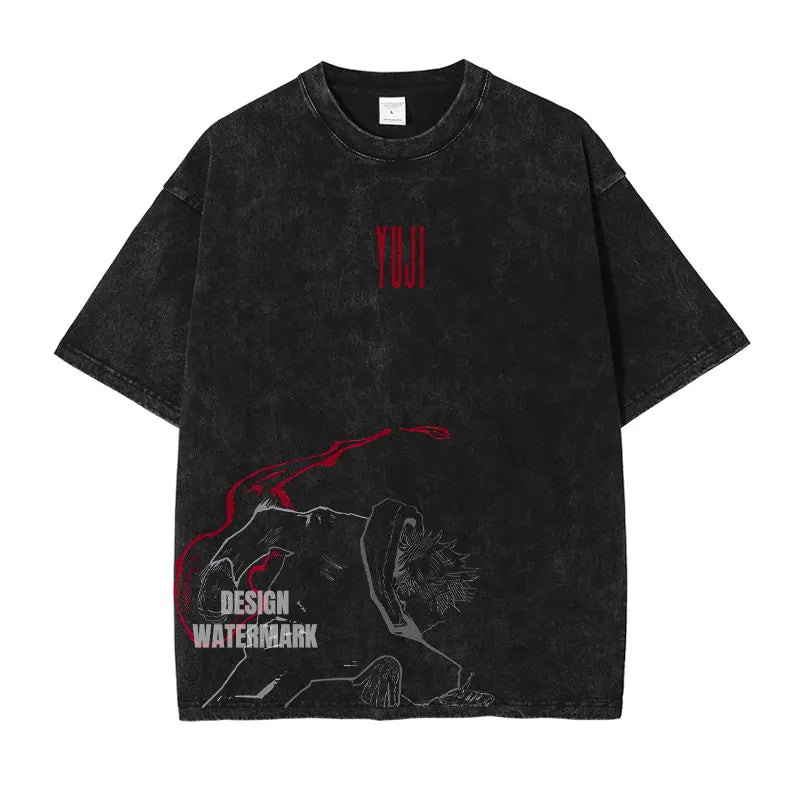 Official Bandai Jujutsu Kaisen "Itadori Yuuji" Vintage Washed T-Shirt – Premium Anime Streetwear