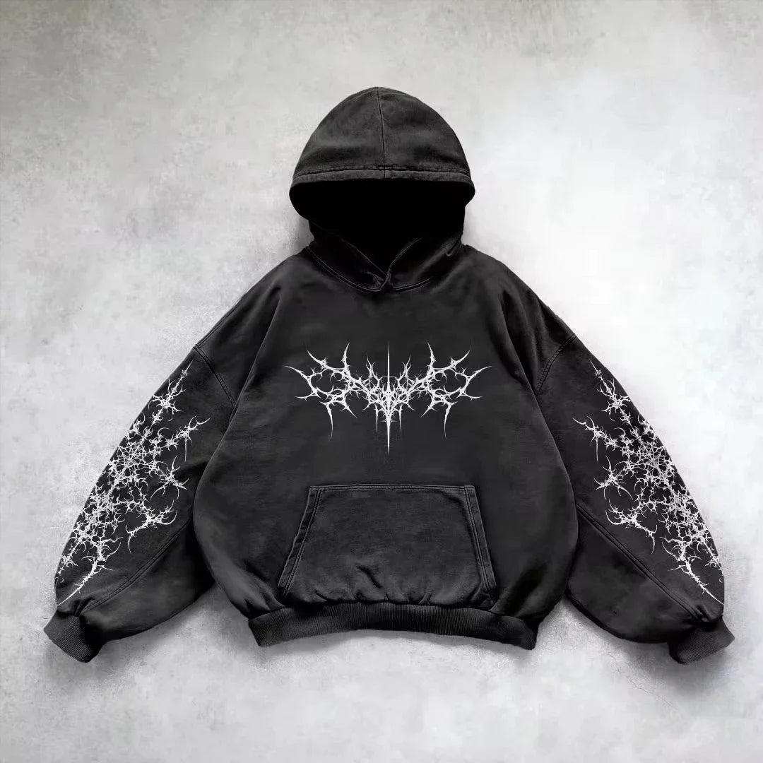 Retro Gothic "Evil Angel" Graphic Hoodie – Premium Y2K Punk Hip Hop Sweatshirt