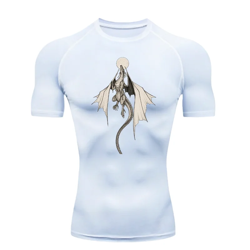 Men's "Midnight Dragon" Compression Shirt – Premium Short Sleeve Rash Guard for Gym & MMA