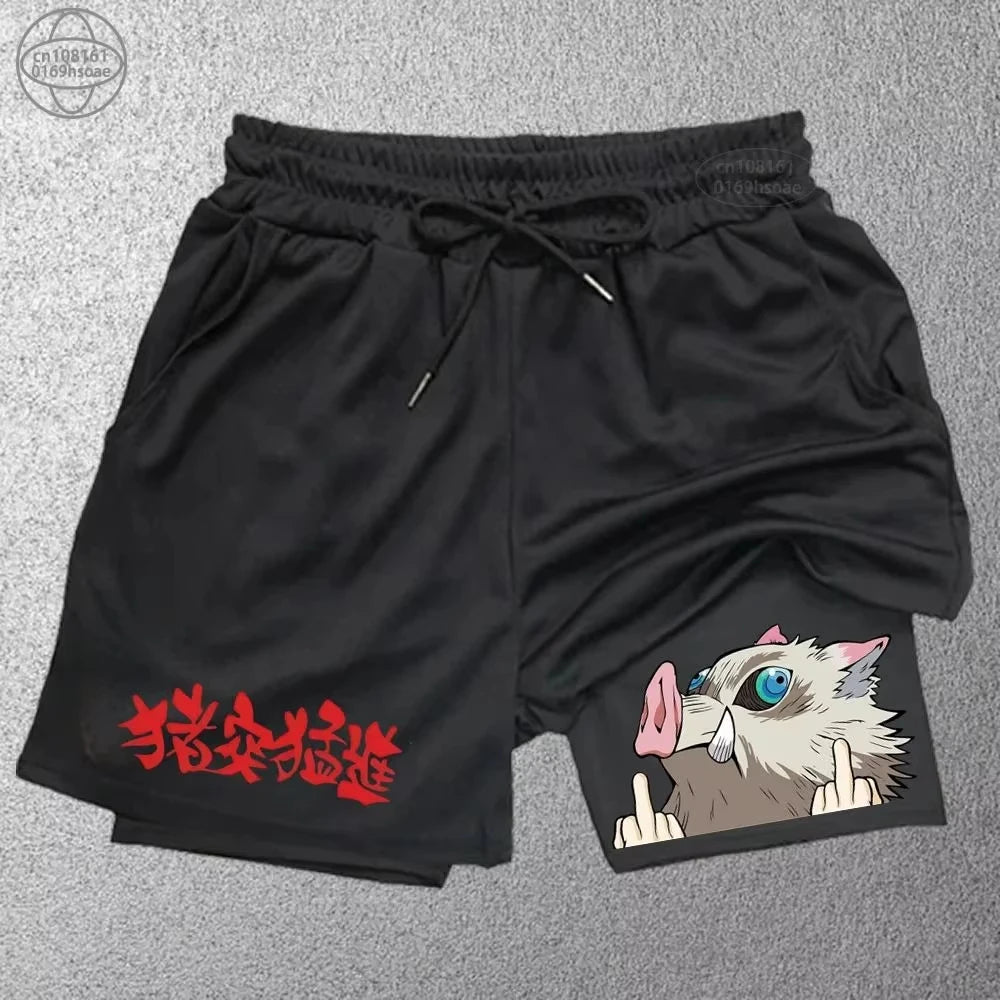 Official Bandai "Inosuke" 2-in-1 Performance Shorts – Premium Demon Slayer Athletic Shorts