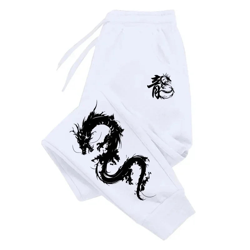 Men's "Chinese Dragon" Graphic Joggers – Premium Fleece-Lined Smart Casual Sweatpants