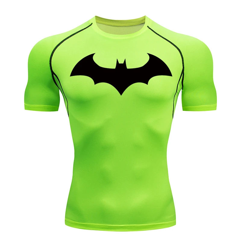 Men's "Bat Warrior" Compression Shirt – Premium Short Sleeve Rash Guard for Gym & BJJ