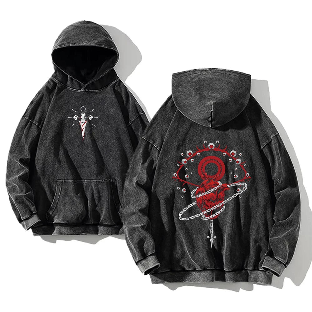 Official Hunter x Hunter Killua Zoldyck Vintage Washed Hoodie – Premium Oversized Cotton Sweatshirt