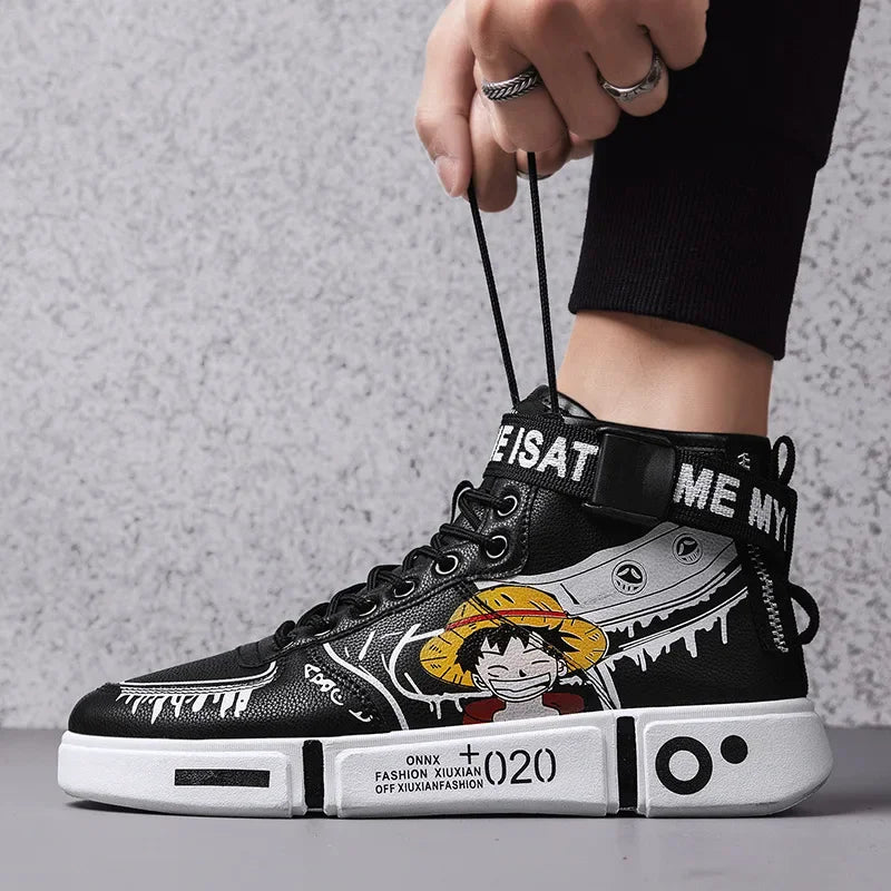 Official Bandai "One Piece: Luffy" High-Top Sneakers – Premium Anime Leisure Sports Shoes