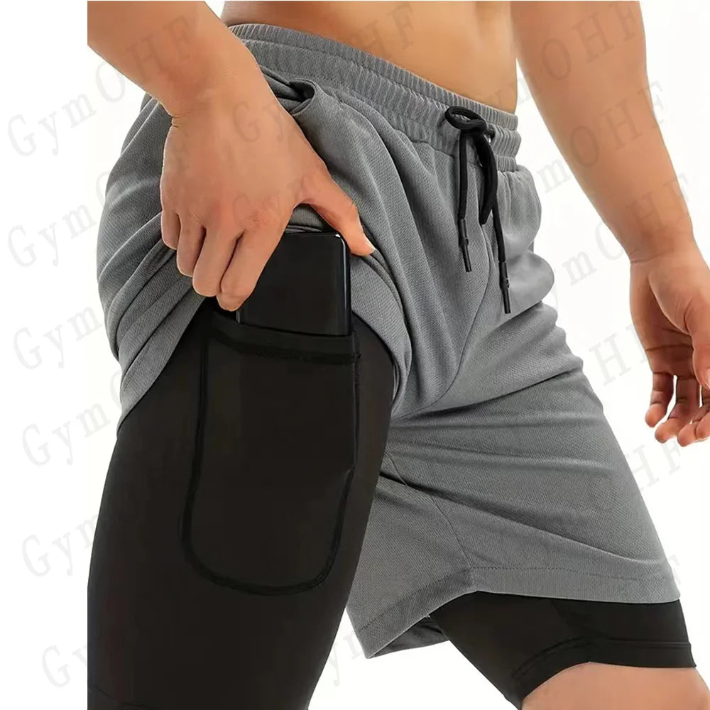 Men's "Heroic Spirit" Anime 2-in-1 Fitness Set – Compression Tee & Double-Deck Shorts