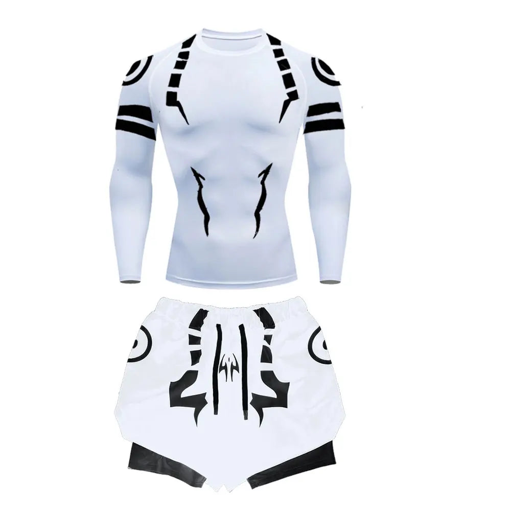 Men's "Jujutsu Kaisen" 3D Compression Set – Premium Gym Shirt & Training Shorts