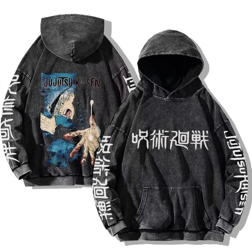Official Jujutsu Kaisen Vintage Washed Hoodie – Premium Oversized Anime Sweatshirt