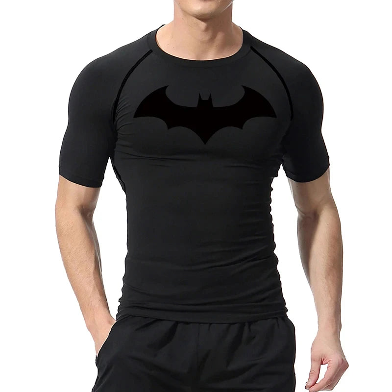 Men's "Bat Warrior" Compression Shirt – Premium Short Sleeve Rash Guard for Gym & BJJ