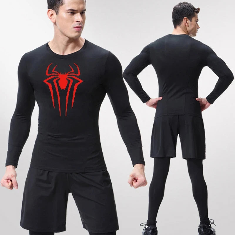 Men's "Spider Web" Compression Shirt – Premium Long Sleeve Rash Guard for Gym & BJJ