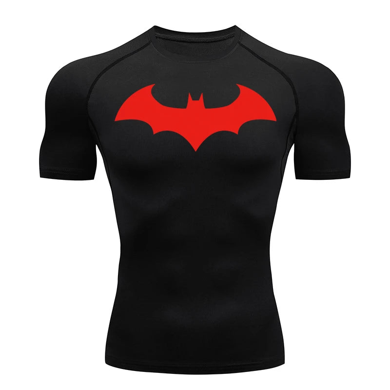 Men's "Bat Warrior" Compression Shirt – Premium Short Sleeve Rash Guard for Gym & BJJ